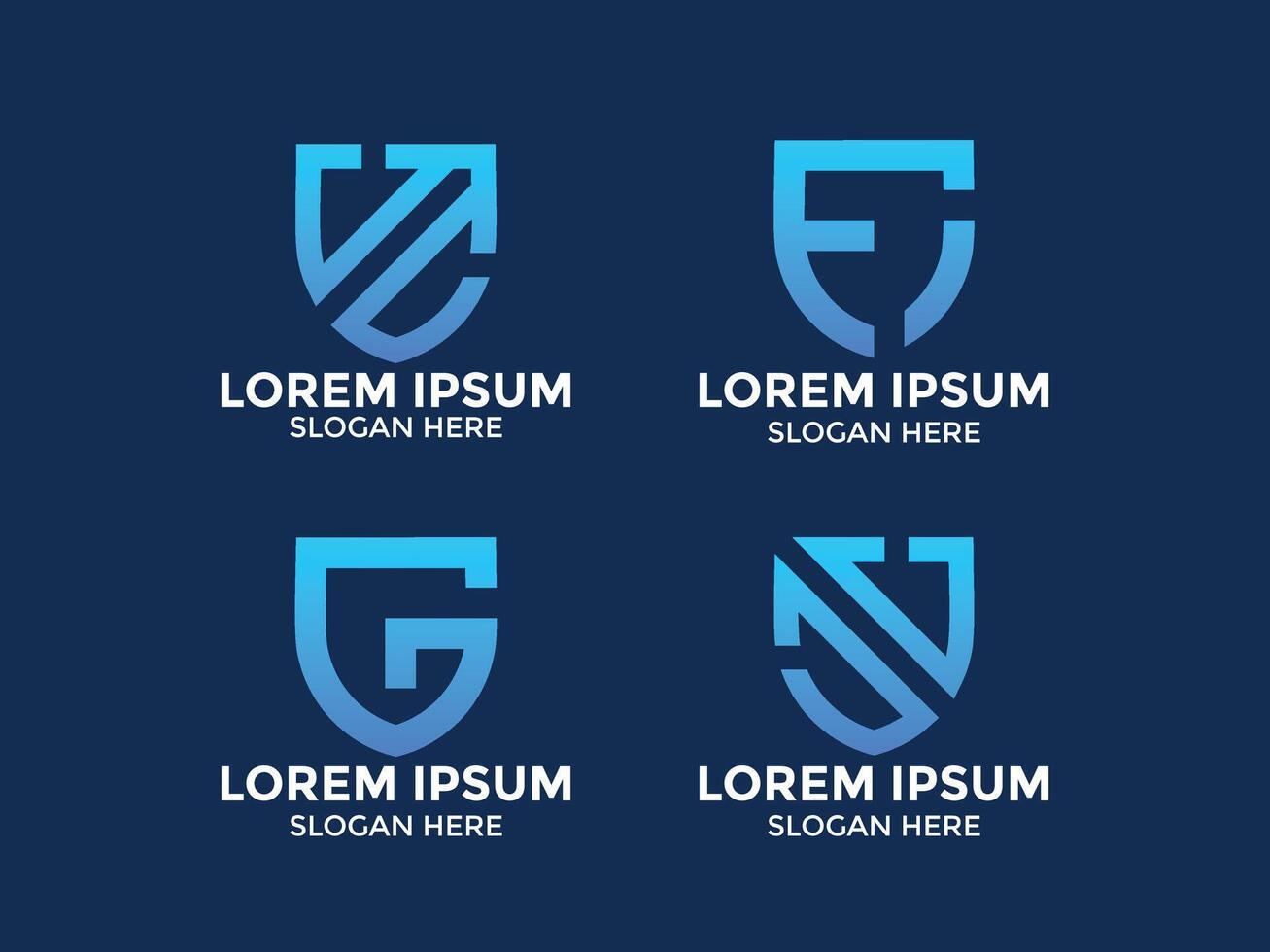 collection of minimalist style shield logos vector