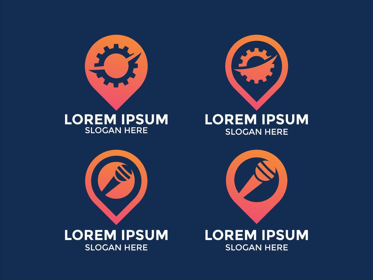 collection of minimalist orange location logos vector