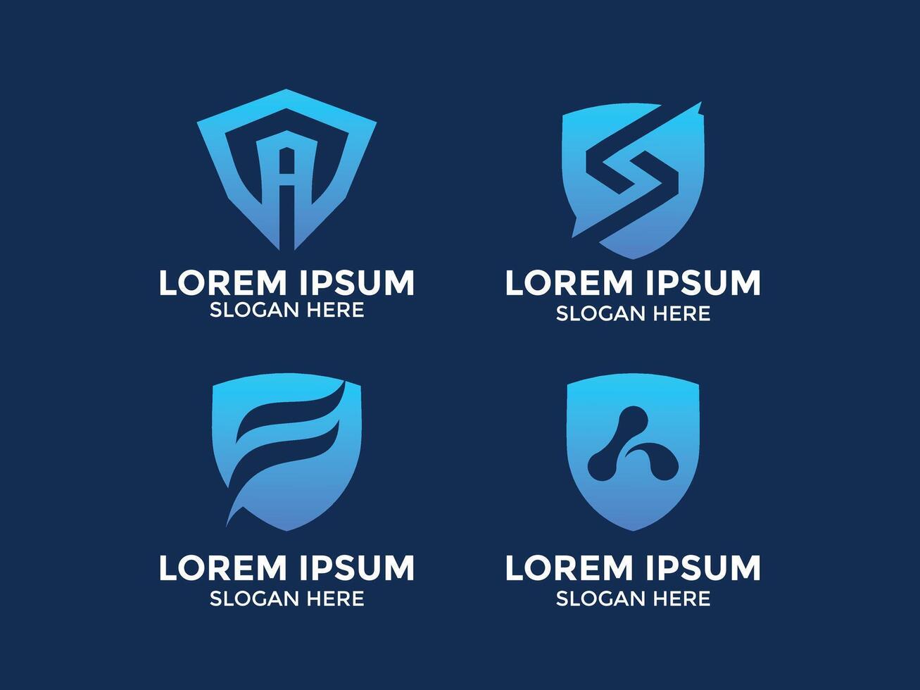 collection of minimalist style shield logos vector