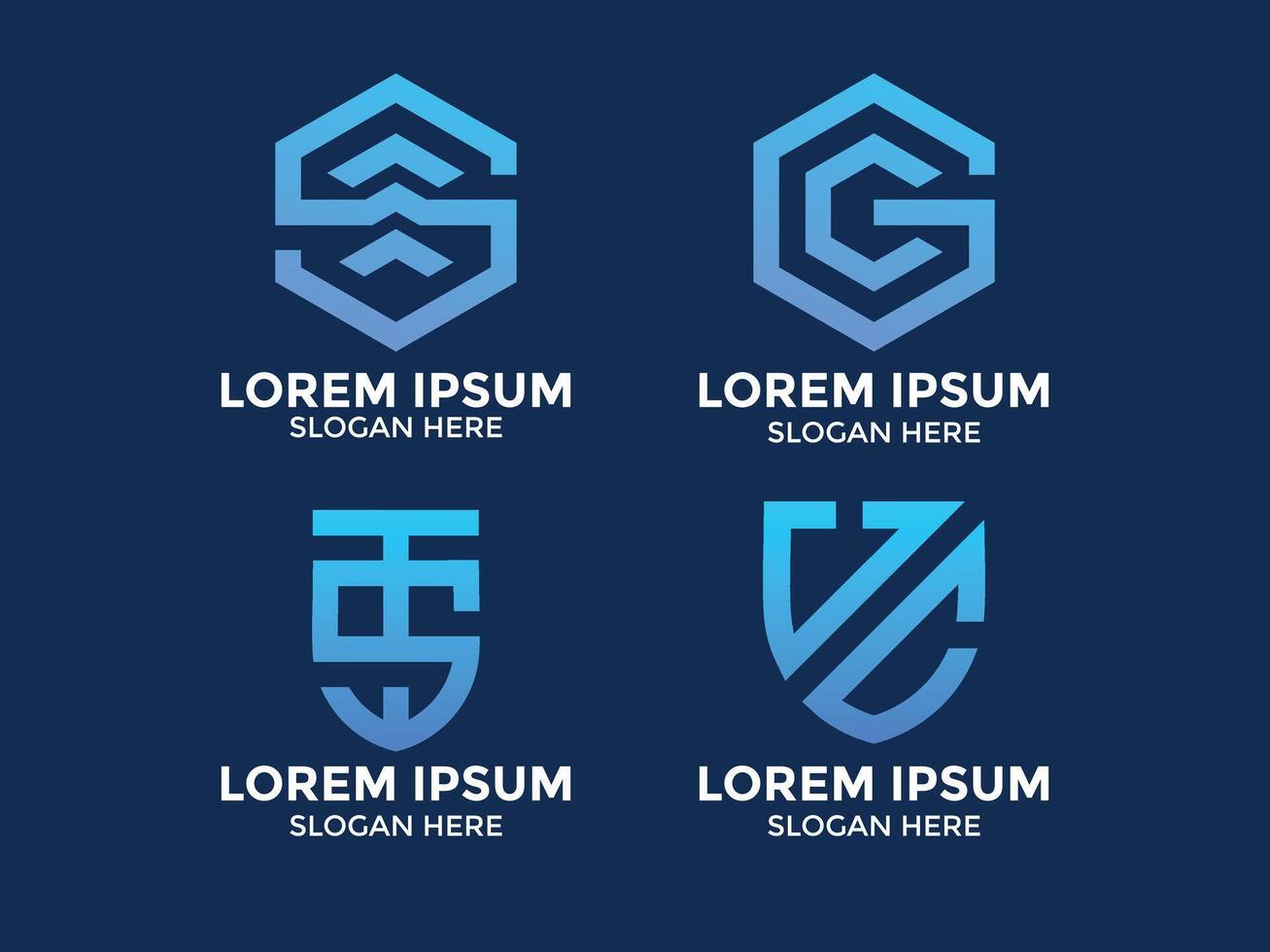 collection of minimalist style hexagonal logos vector