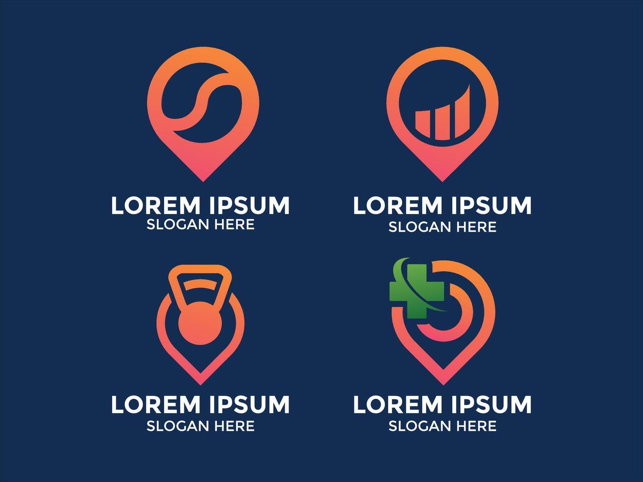 collection of minimalist orange location logos vector