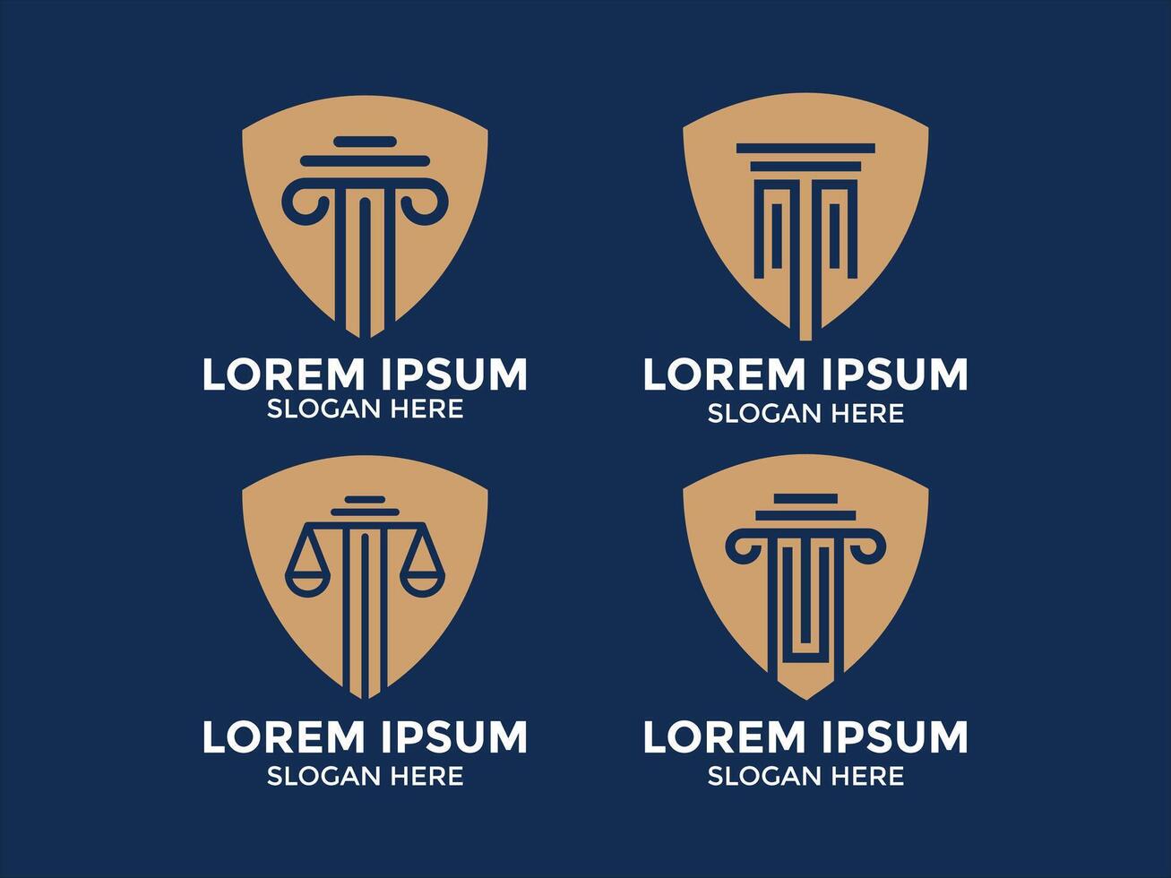 minimalist justice logo collection in gold color vector