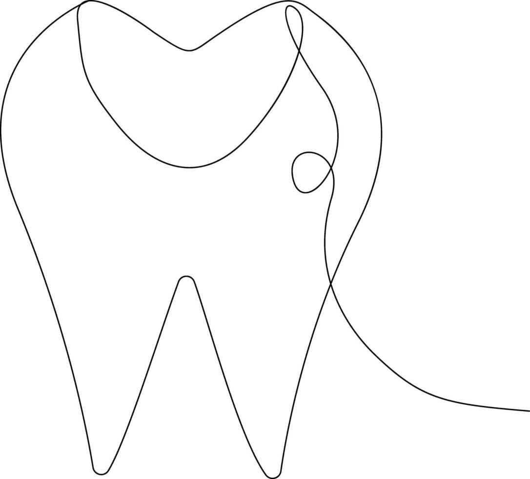 Tooth icon in continuous line drawing style vector