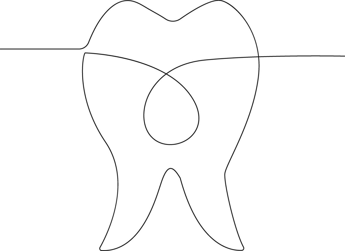Tooth icon in continuous line drawing style vector