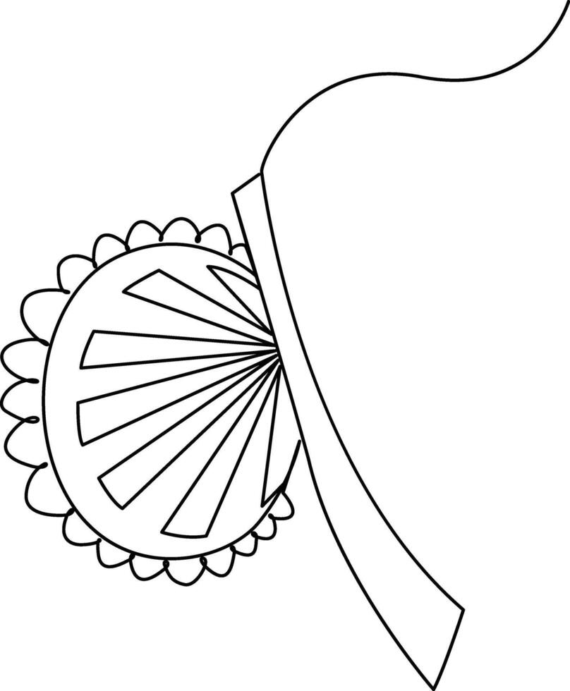 Continuous one line art pohela boishakh hand fan clip art vector