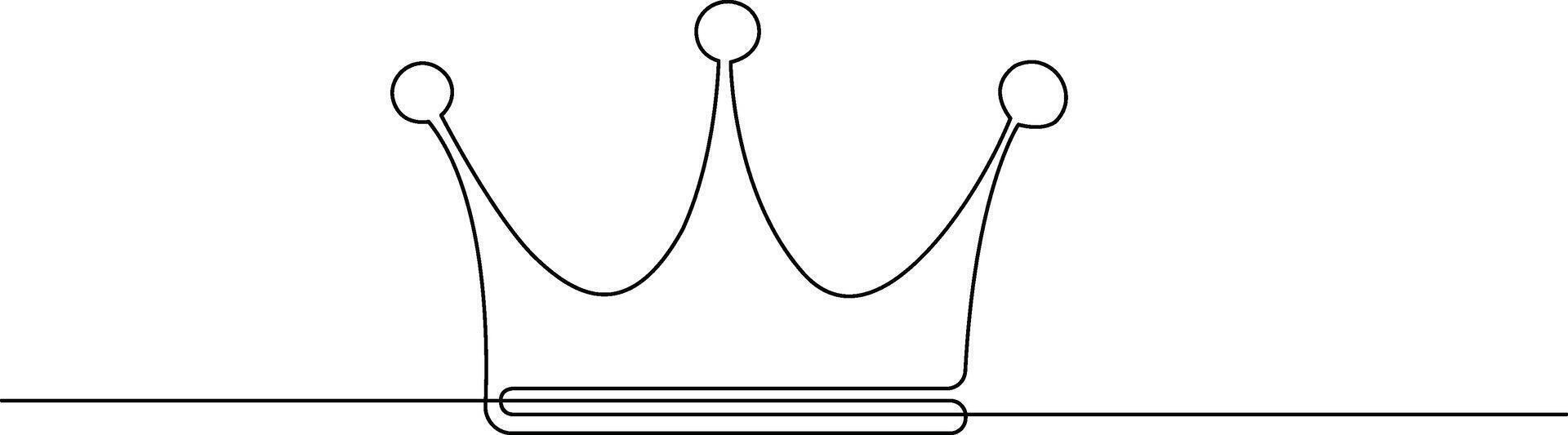 Continuous one line drawing of royal crown banner concept line art outline vector
