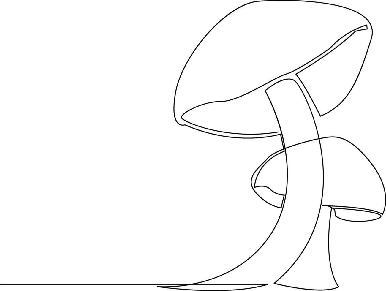 Continuous one line Mushrooms for coloring book pages outline vector