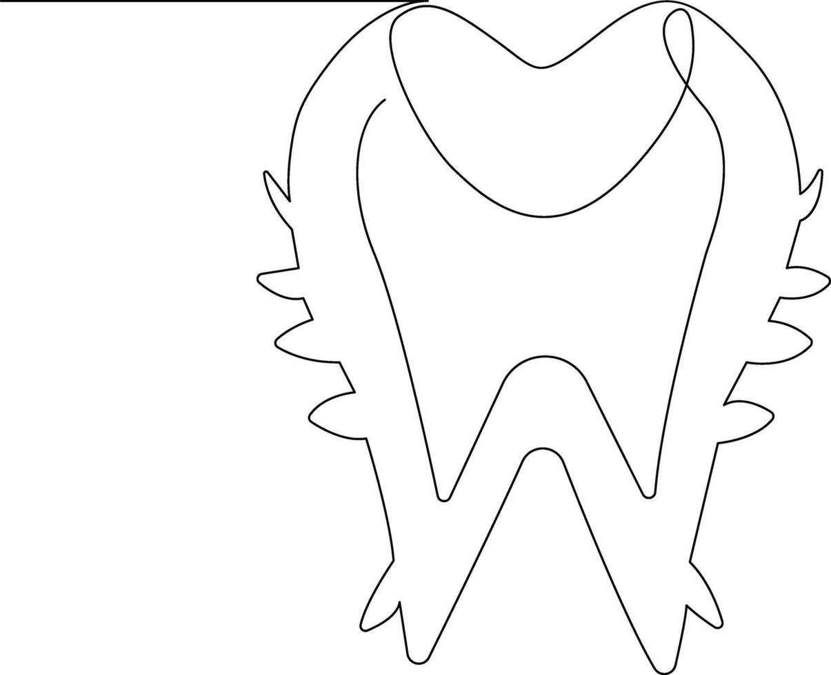 Tooth icon in continuous line drawing style vector