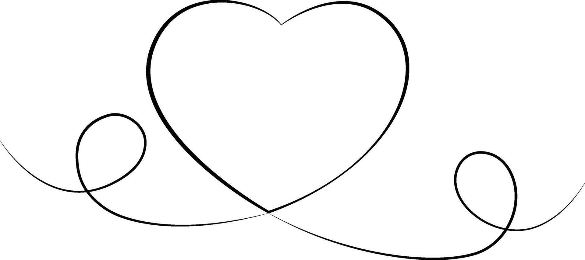 Continuous line art Hearts of love shape on white illustration vector