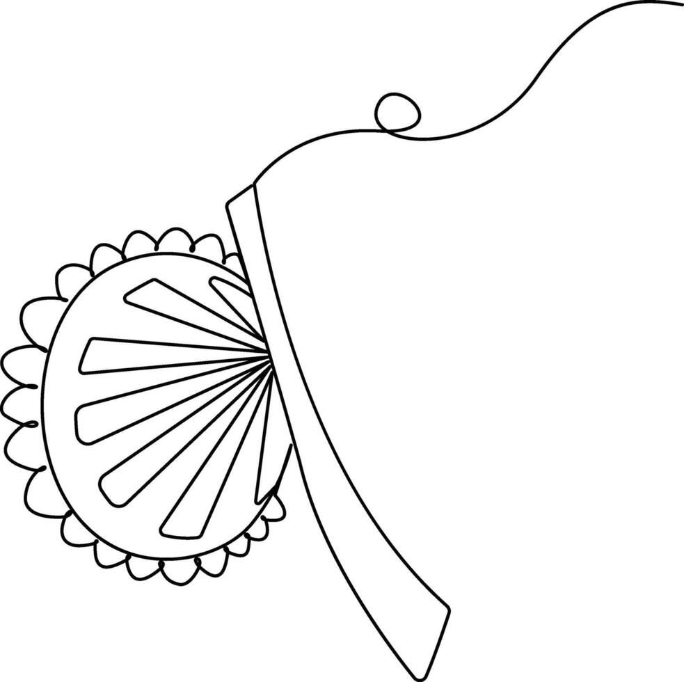 Continuous one line art pohela boishakh hand fan clip art vector