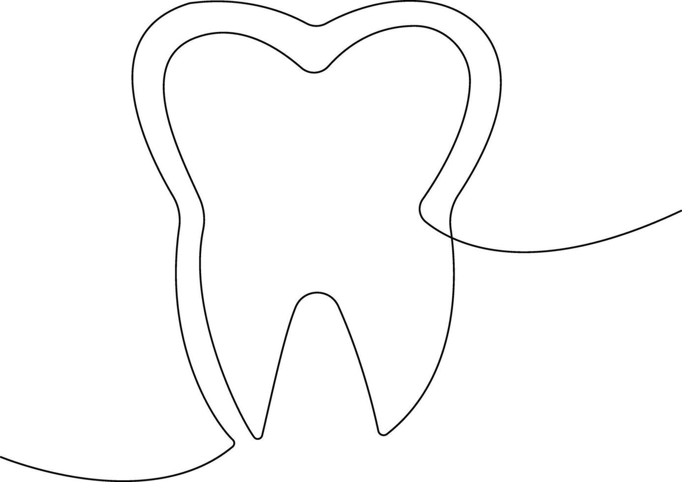 Tooth icon in continuous line drawing style vector