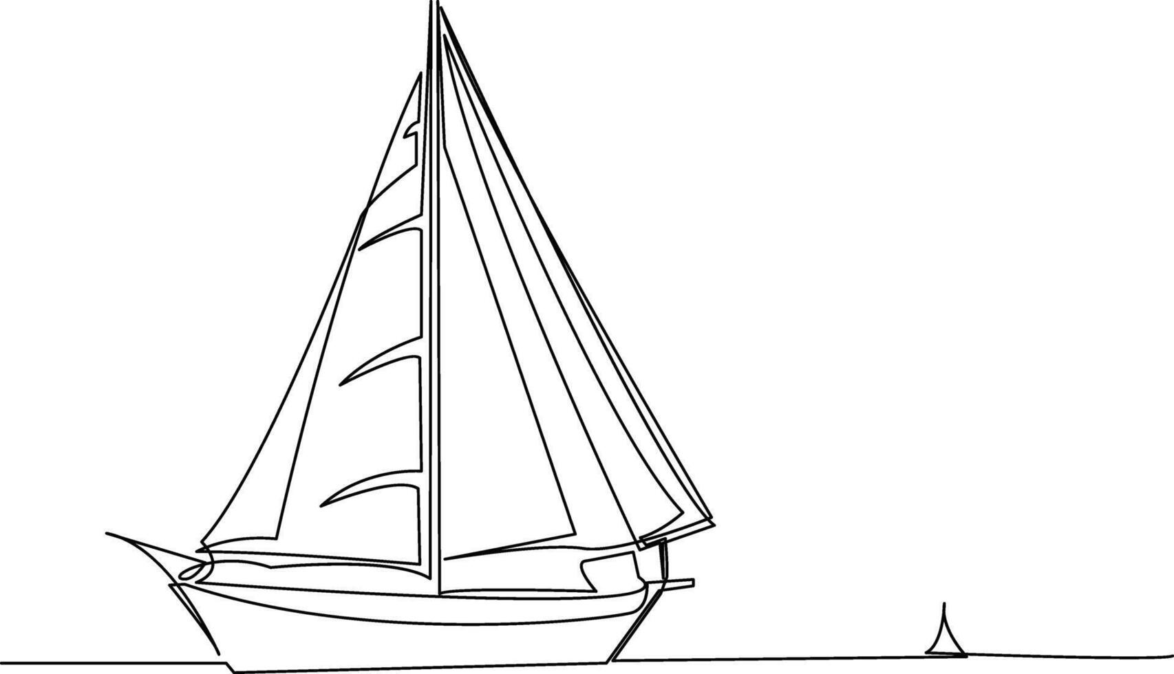 Continuous line art drawing sailing boat illustrations vector