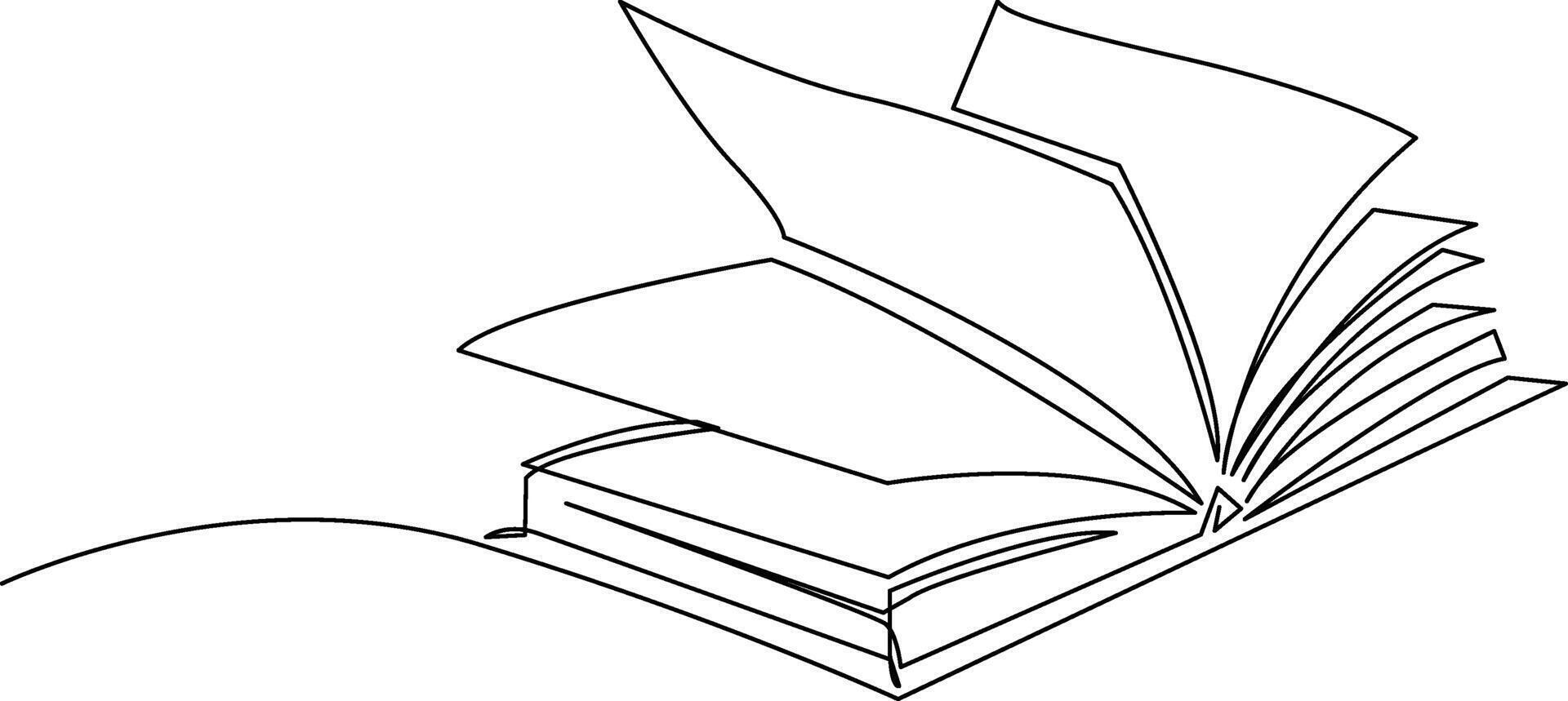 Book continuous one line drawing minimalist vector