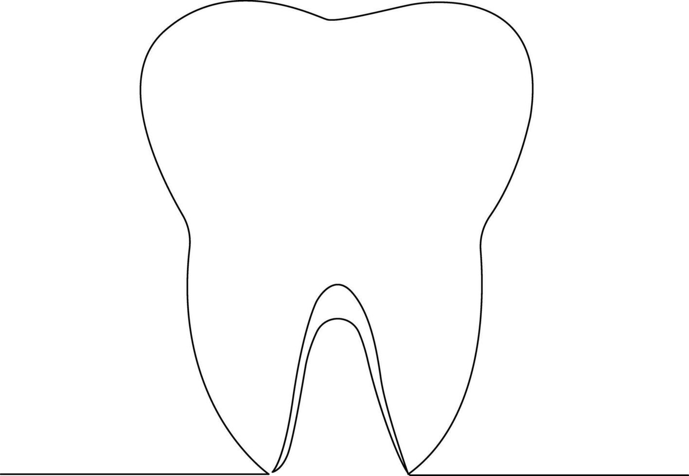 Tooth icon in continuous line drawing style vector
