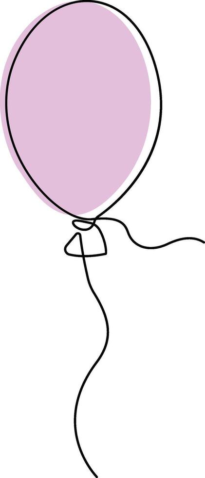 Continuous line art drawing of hand drawn balloon festive balloons vector