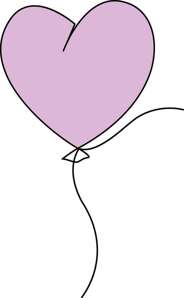 Continuous line art drawing of heart beat hand drawn balloon festive balloons vector