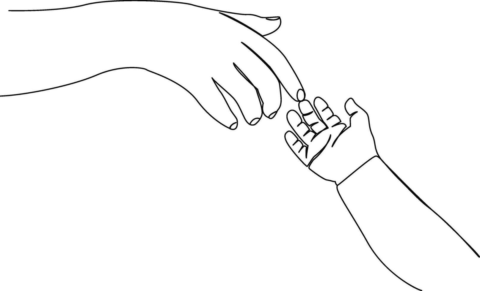 Continuous one line art a child's hand holding his parent's hand a symbol of love vector