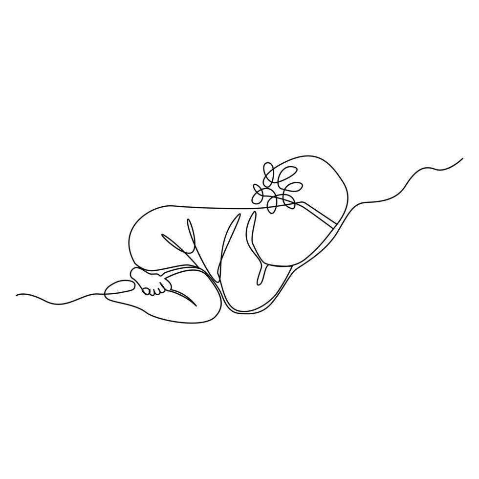 Continuous One Line art Newborn Baby illustration vector