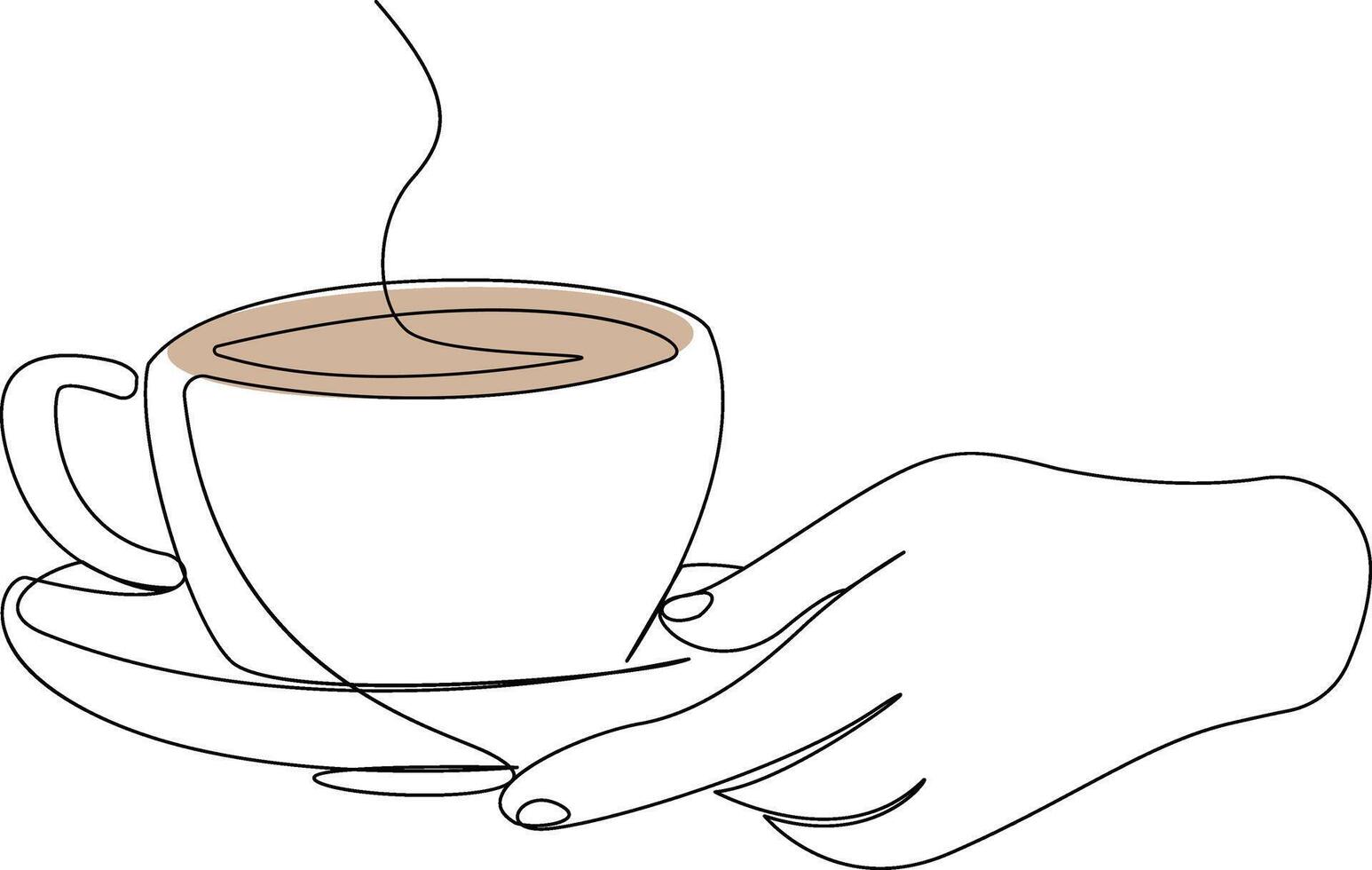 Continuous single line hand drawn cup of coffee with steam illustration vector