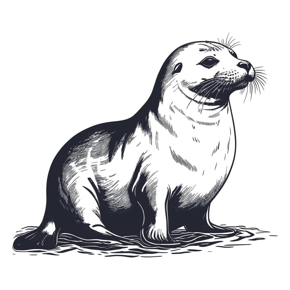 Hand Drawn Seal Illustration vector