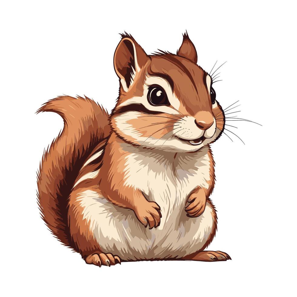 Curious Chipmunk Illustration with Bushy Tail vector