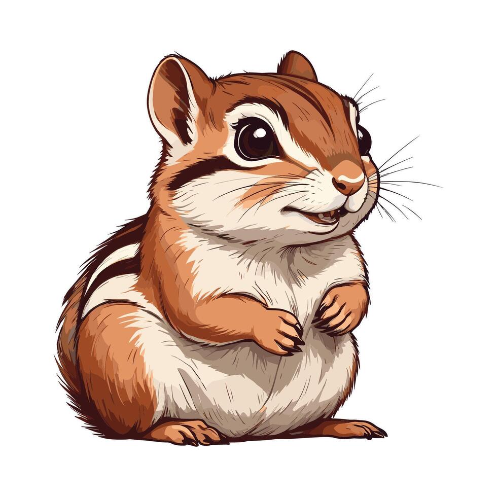 Hand Drawn Chipmunk Illustration with Bushy Tail vector