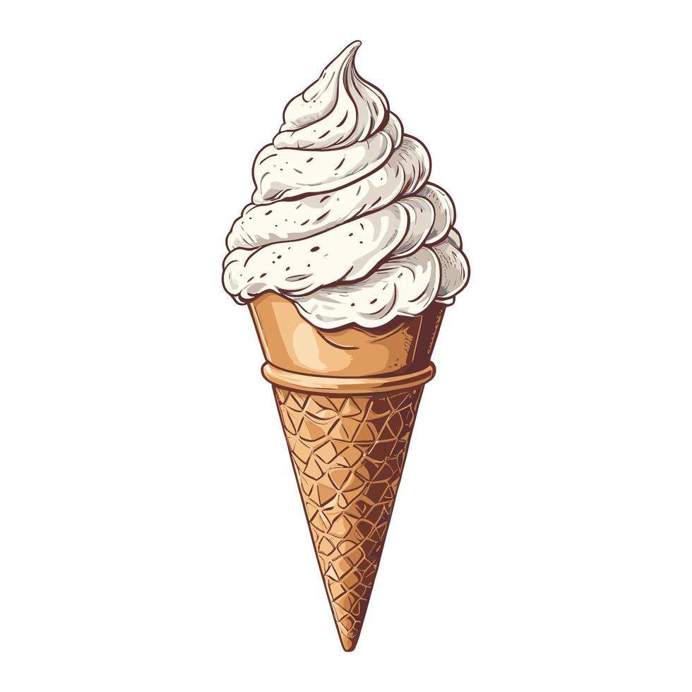 Hand Drawn Ice Cream Cone Illustration vector