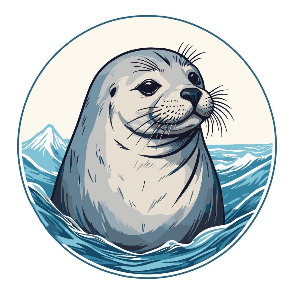 Seal in Ocean Illustration vector