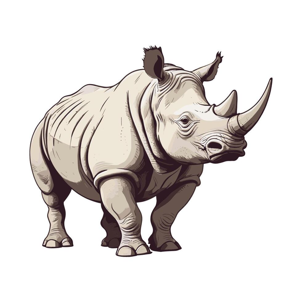 Hand Drawn Rhino Portrait Illustration vector