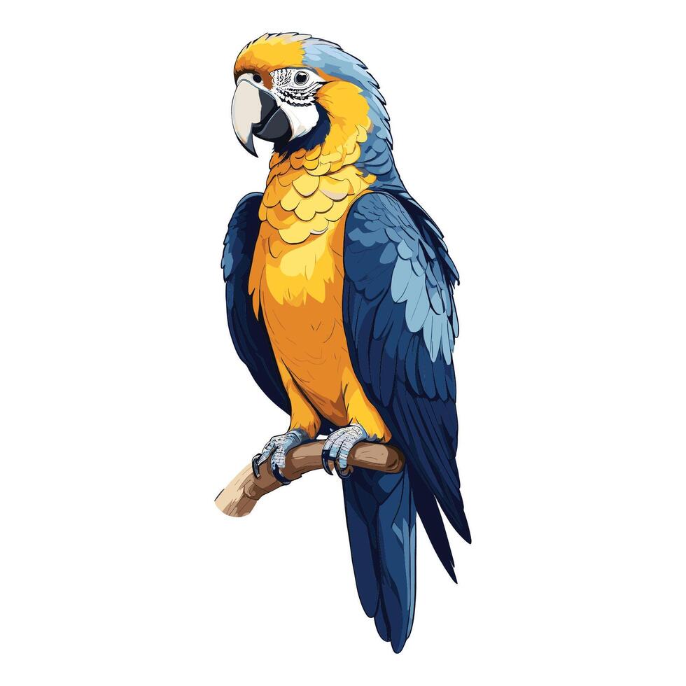 Vibrant Parrot Perched on Branch Illustration vector