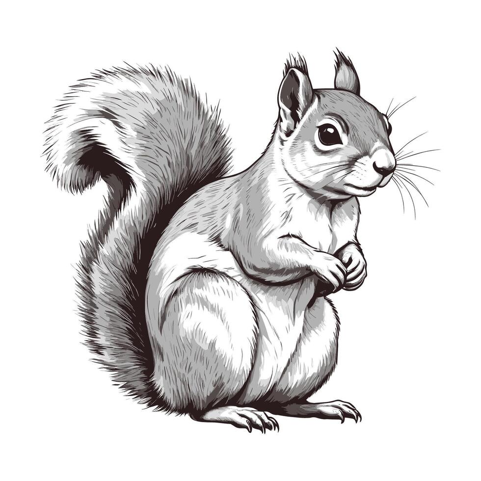 Hand Drawn Squirrel Illustration vector