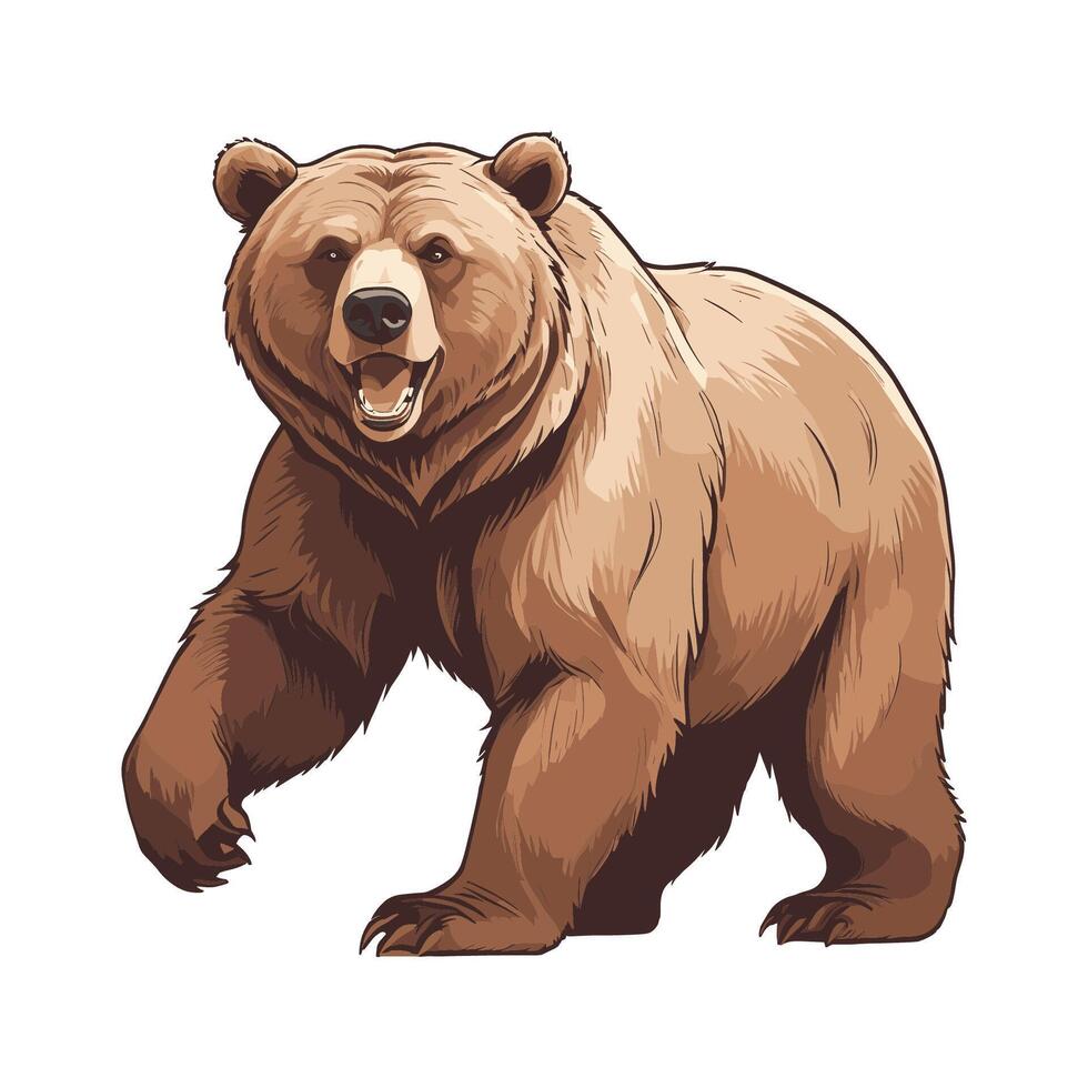 Bear with Raised Paws Hand Drawn Illustration vector