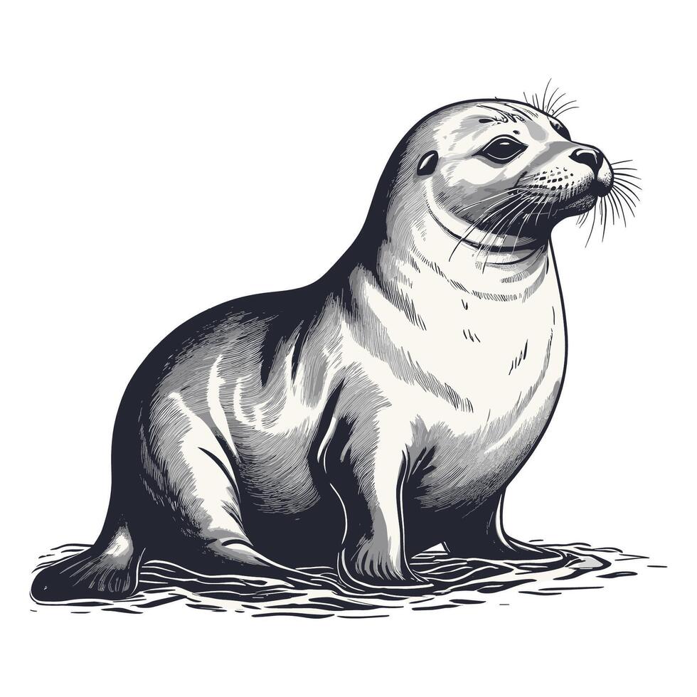 Hand Drawn Seal Illustration vector