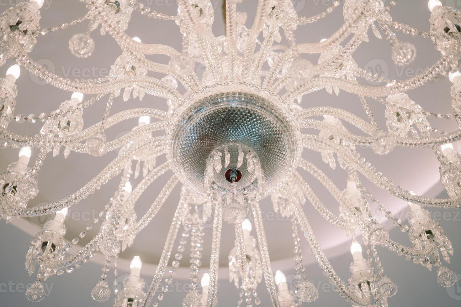 Elegant chandelier in a ballroom, adding a touch of luxury and sophistication photo