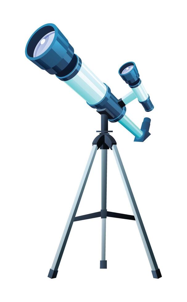 Telescope on tripod stand. Cartoon illustration isolated on white background vector