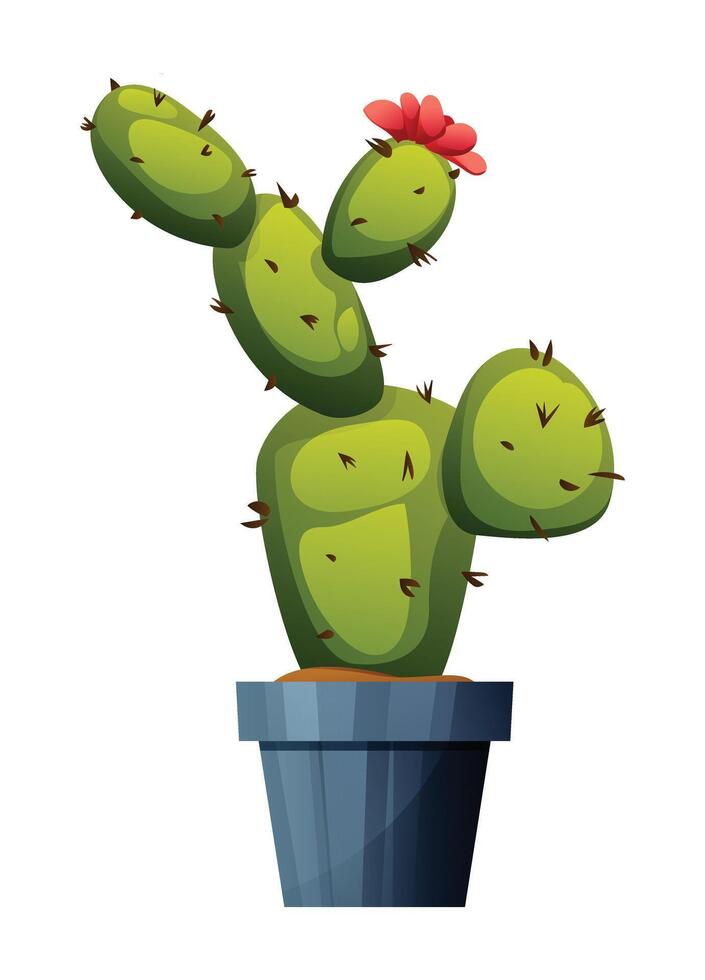 Cactus in pot cartoon illustration. isolated on white background vector