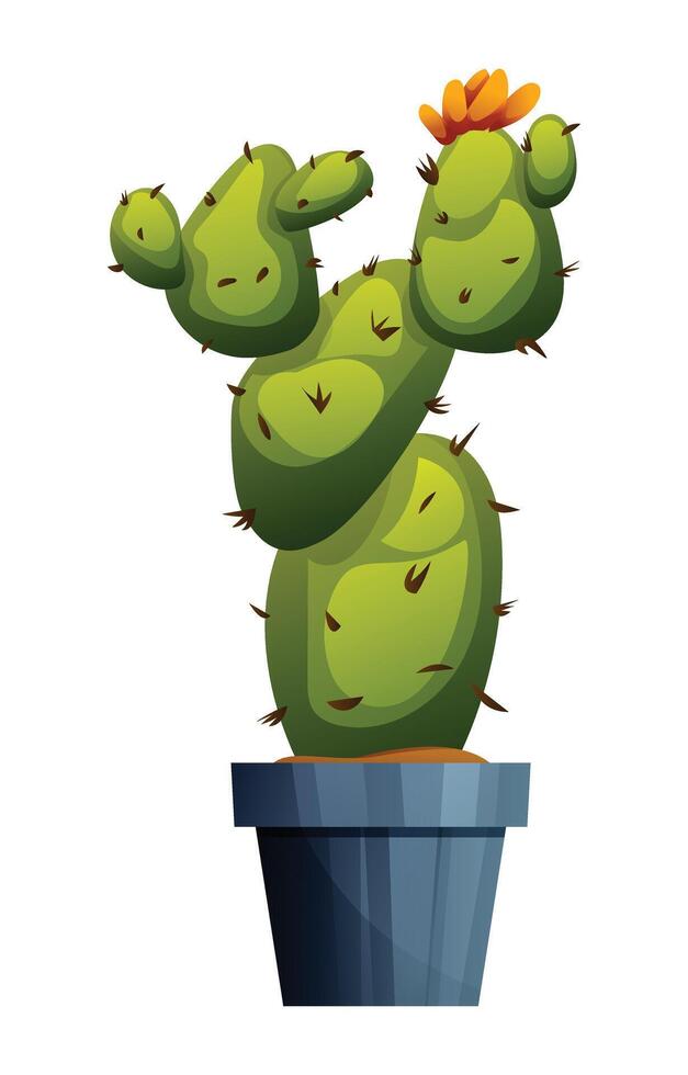 Cactus in pot cartoon illustration isolated on white vector
