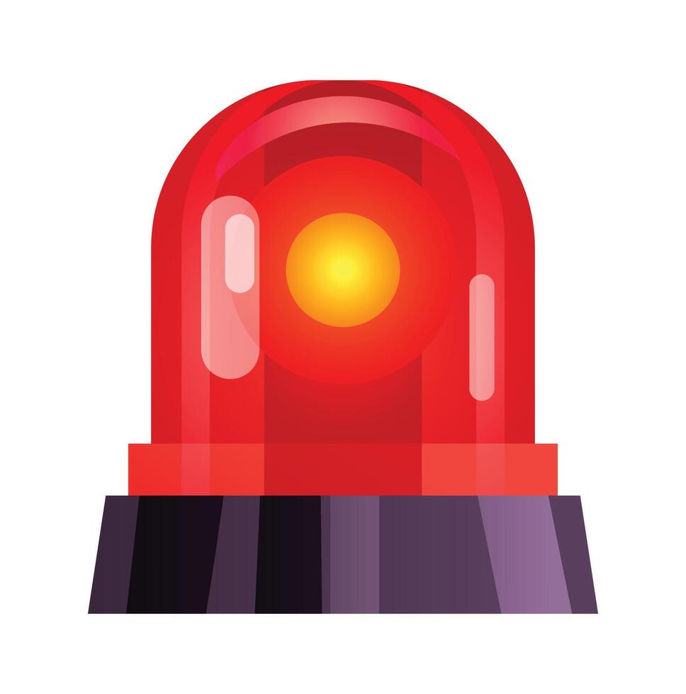 Red siren light. Warning sign, police alarm, ambulance alarm. Cartoon illustration vector