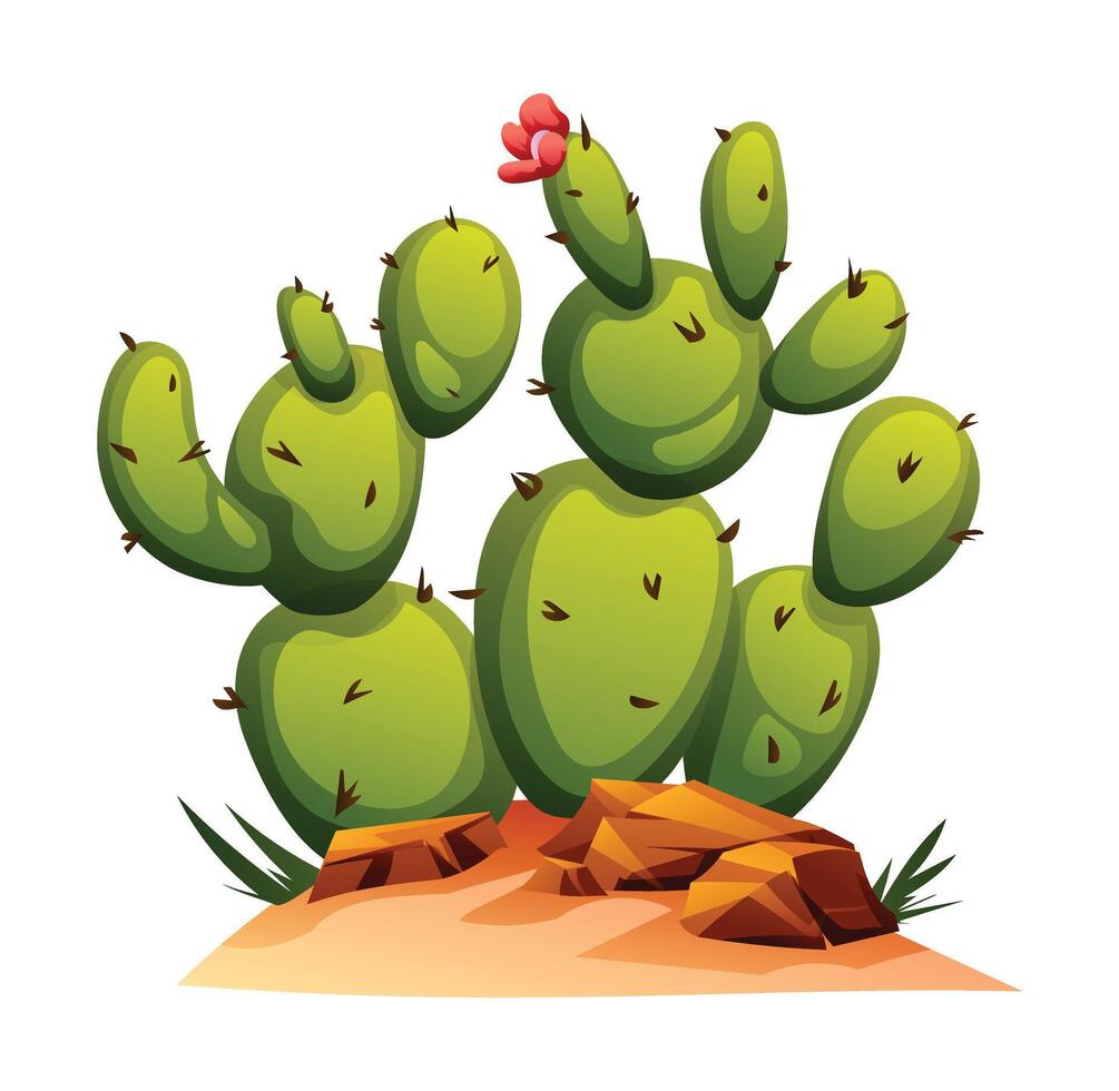 Cactus trees on the ground illustration isolated on white vector