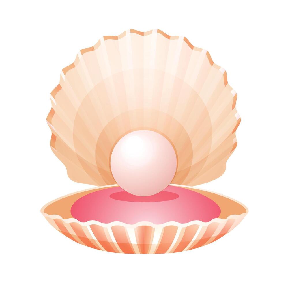 Cartoon oyster shell with a pearl. Illustration isolated on white background vector