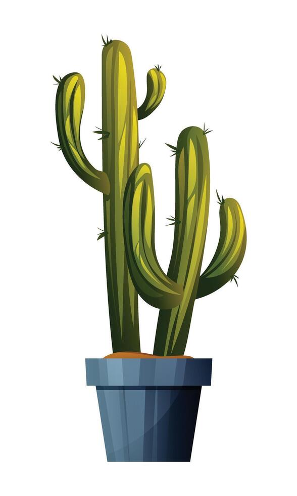 Cactus trees in pot cartoon illustration isolated on white vector