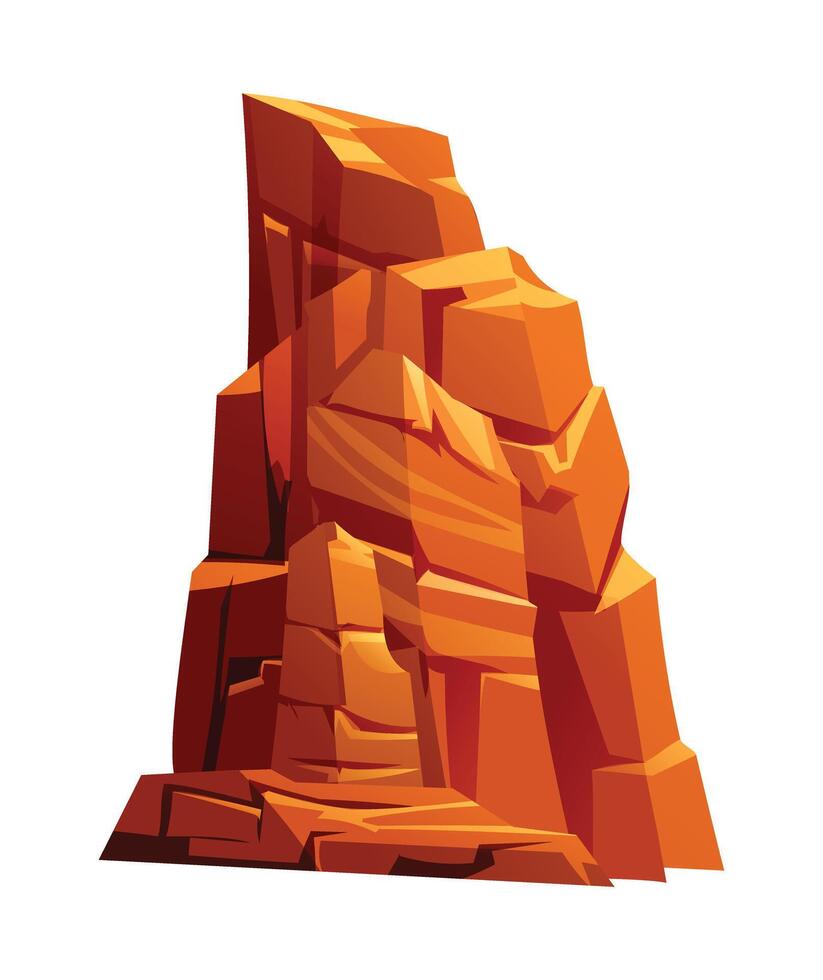 Canyon rock, desert cliff, hill or mountain cartoon illustration isolated on white background vector