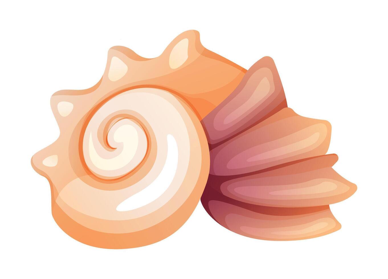 Spiky conch seashell cartoon illustration isolated on white background vector