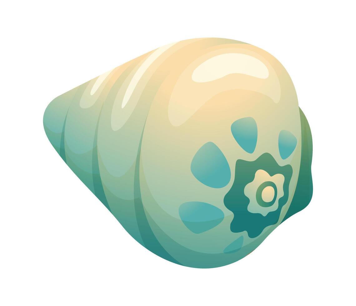 Cartoon illustration of a green spotted seashell on white background vector