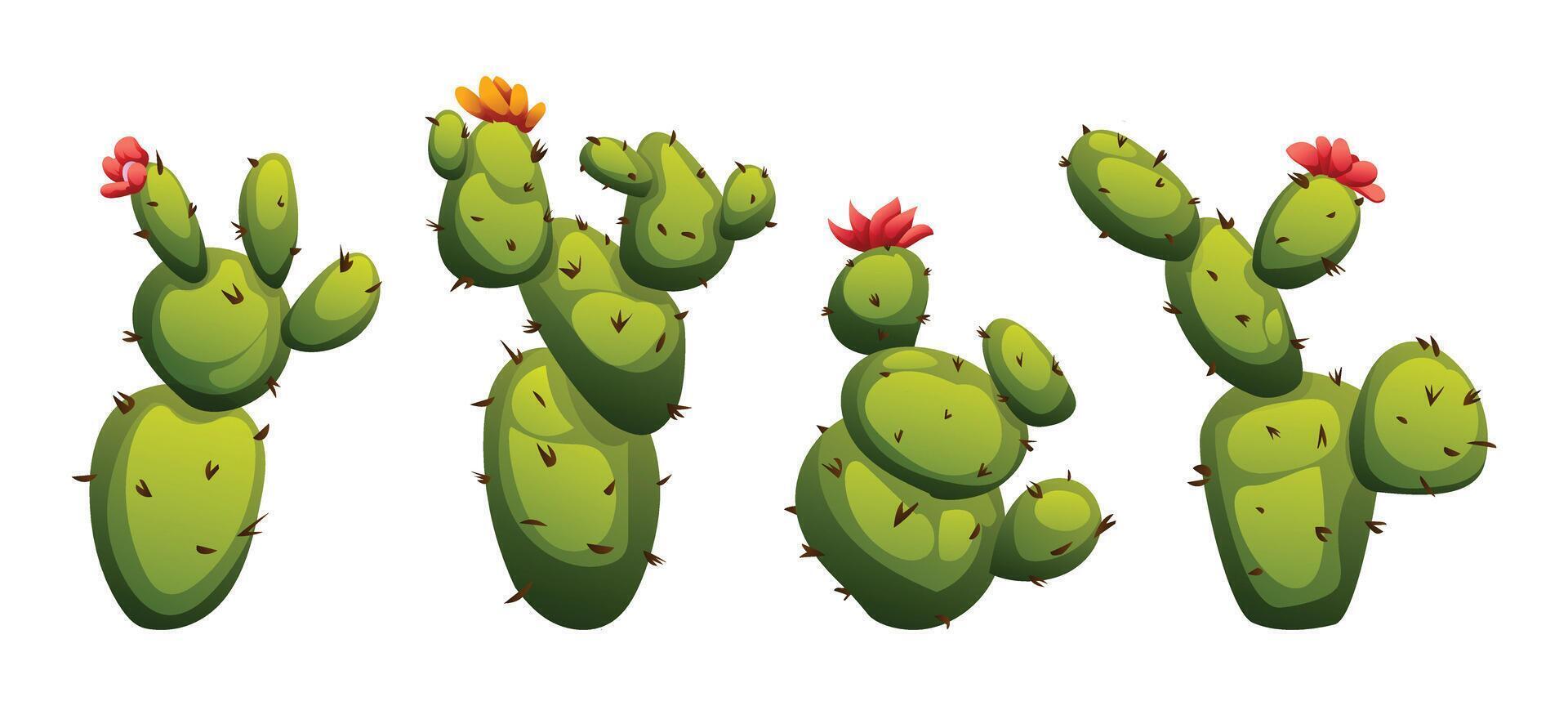 Cactus illustration set. cartoon isolated on white background vector