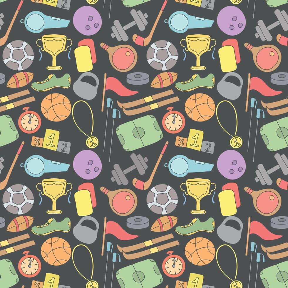 Seamless sport pattern. Background with sports icons vector