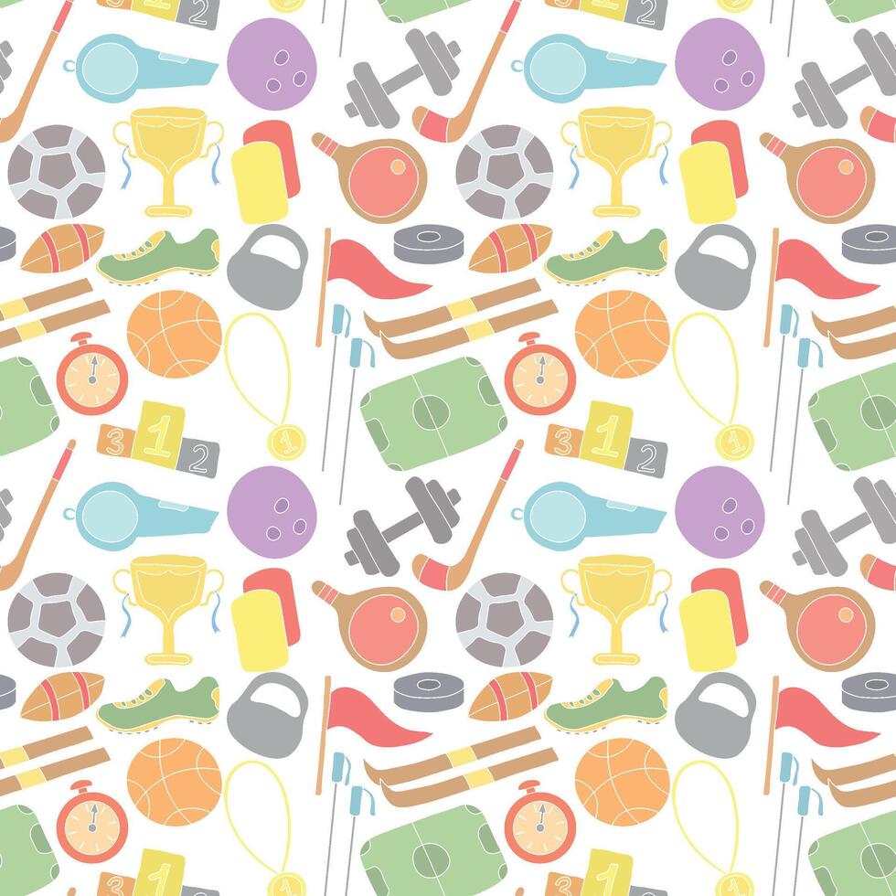 Seamless sport pattern. Background with sports icons vector