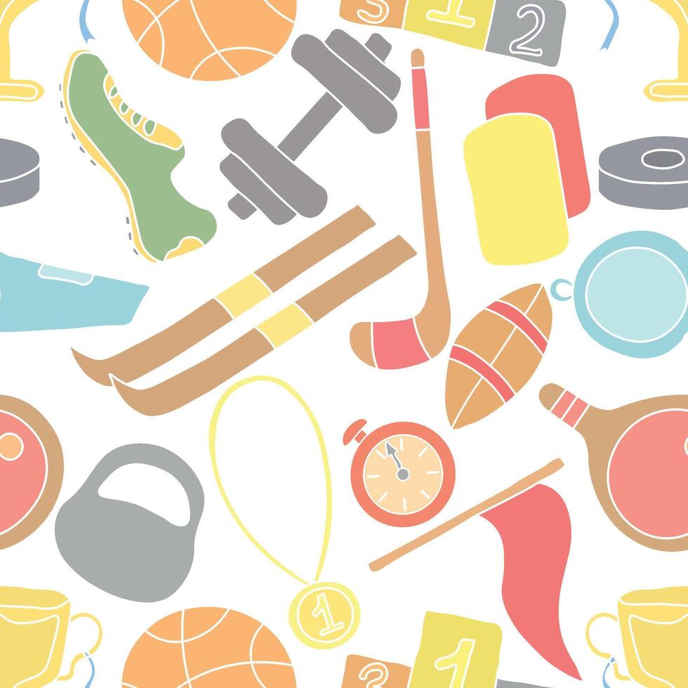 Seamless sport pattern. Background with sports icons vector