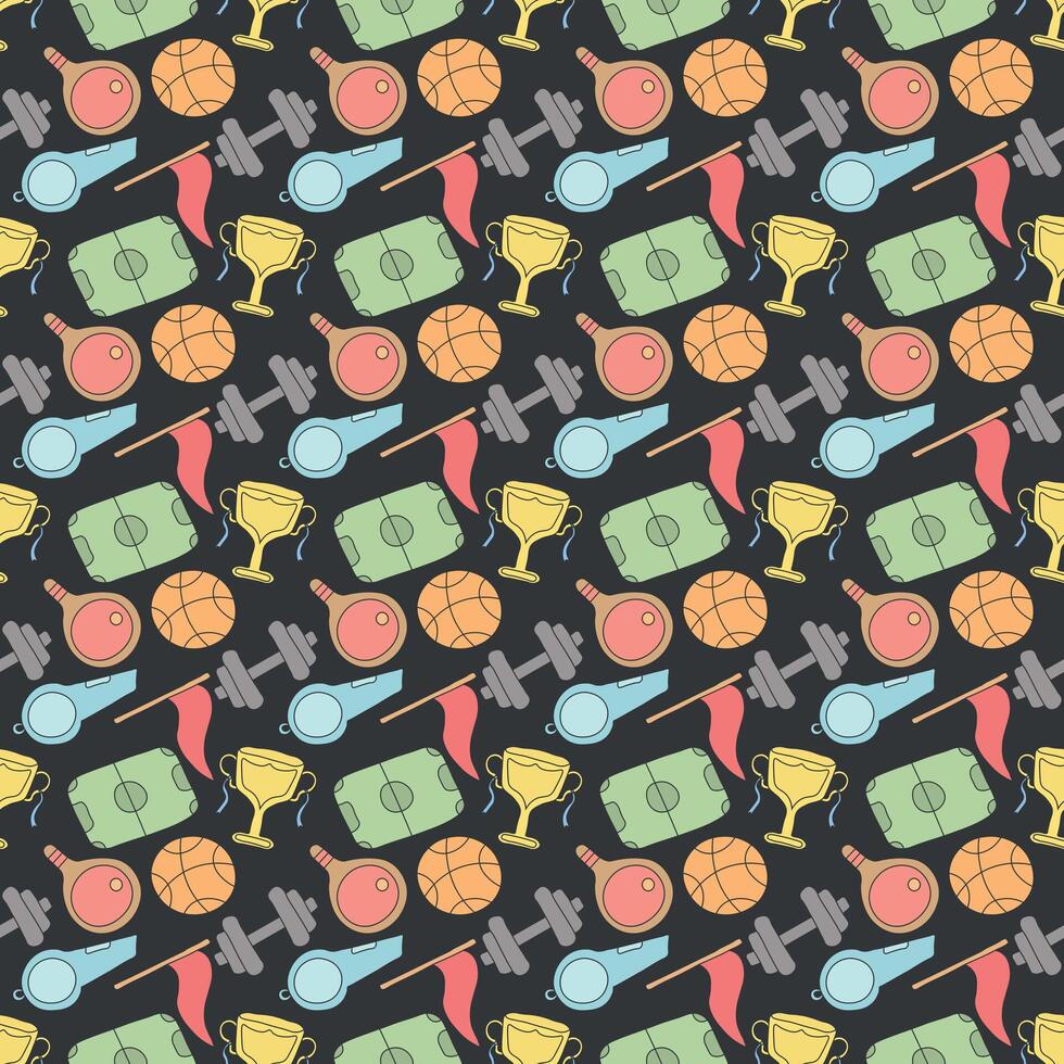Seamless sport pattern. Background with sports icons vector