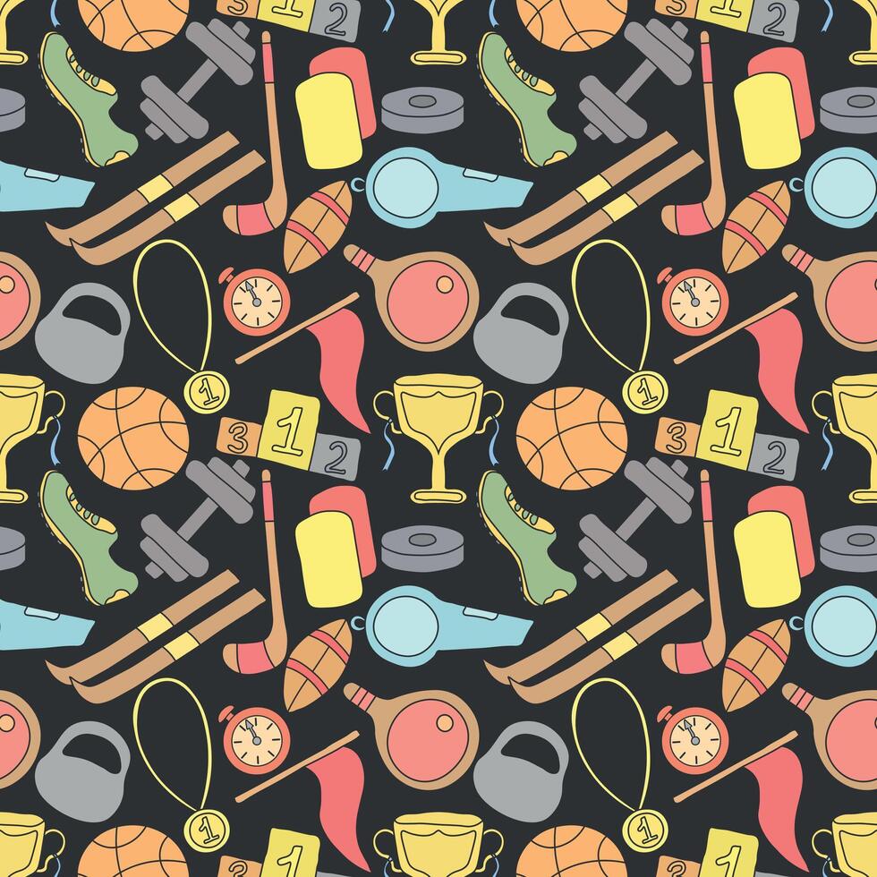 Seamless sport pattern. Background with sports icons vector